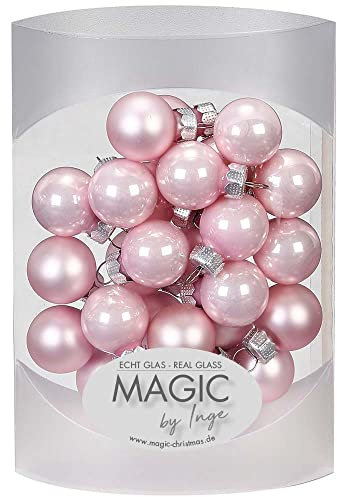 MAGIC 25 STK. Weihnachtskugel 2cm Glas Weihnachtsschmuck Weihnachtsdeko Deko Box (Lovely Magnolia | rosa)