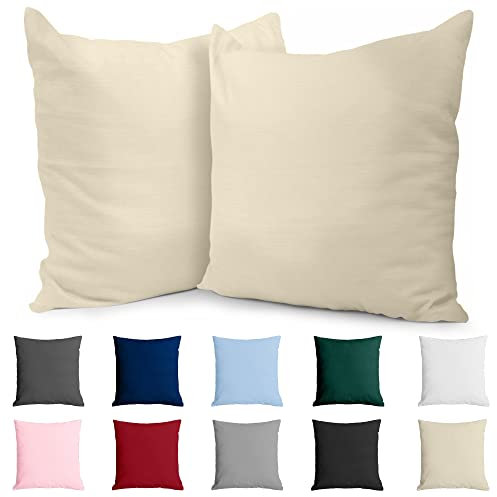 Dreamzie Kissenbezug 60x60 Baumwolle Renforcé (2er-Set) - Beige - Dicht gewebt mit 57 Fäden/cm² - Kissenhülle 60x60 cm - Oeko Tex Zertifiziert