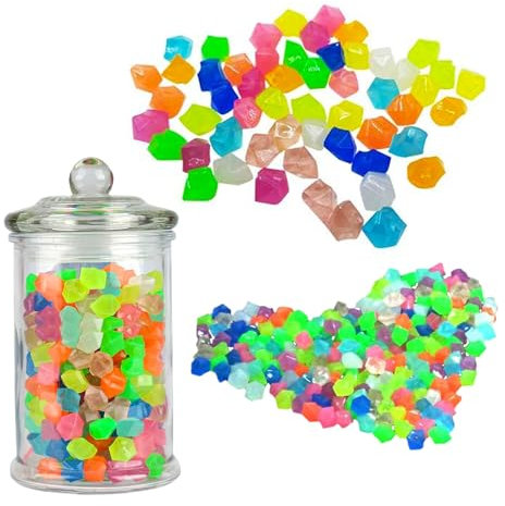 Lhdfyqt 300 Stück Leuchtsteine für den Garten, Dekorative Steine, Floureszierende Pebble Steine, Bunt Leuchtsteine Kieselsteine, für Wege, Rasenflächen, Yards, Bürgersteige (Gemischte Farbe)