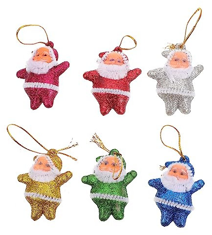 Warmhm 30 Stück Glitzernde Weihnachtsmann-Puppen-Anhänger Mini-Weihnachtsmann-Anhänger Weihnachtsmann-Figur Ornament Statue Geschenkfüller Weihnachtsdekoration