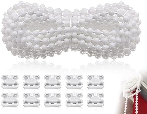 KAPSING Chaîne de Remplacement pour Store Enrouleur, Chaîne de Store Enrouleur de 4 Mètres avec 10 Connecteurs de Chaîne pour Store Enrouleur, Clips pour Chaînes à Enrouleurs