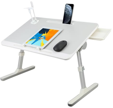 Laptop Bett Tablett Tisch, tragbarer Mini Lap Desk für Beine, höhenverstellbarer Laptop Bettständer, tragbarer Lap Desk mit klappbaren Beinen, Faltbarer Lap Tablet Tisch für Sofa Couch (Grau)
