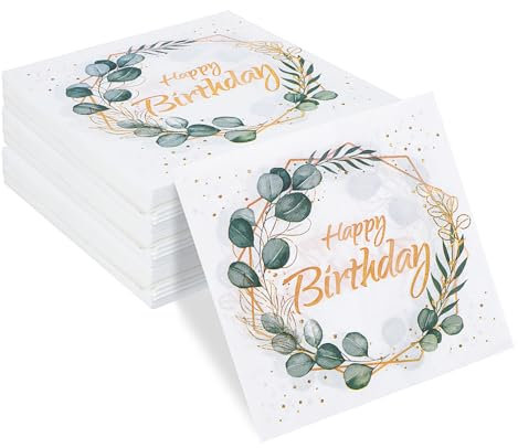 Newofview 60 Stück Servietten Geburtstag, 33x33cm, Servietten Happy Birthday Papierservietten Geburtstag Deko Tischdeko für Geburtstag Party Babyparty Tischdekorationen Tischdeko