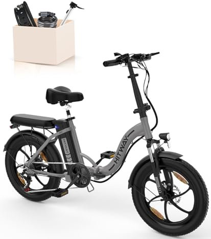HITWAY E Bike Elektrofahrrad E-Fahrrad 20 Zoll Fat Tire faltbares Elektrofahrrad, 250W/36V/12 Ah Akku, Maximale Laufleistung 35–90 km