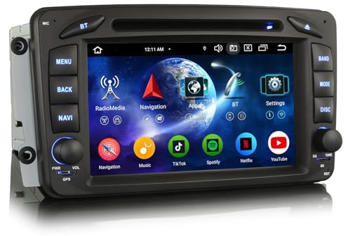 Erisin 7 8-Núcleo 4GB+64GB Android 16 Radio Coche Bluetooth GPS Navegador para Mercedes A/C/G/CLK Clase W209 W203 Viano Vito W463 CarPlay Android Auto WiFi DSP Dab+ USB FM RDS DVD CD Pantalla táctil