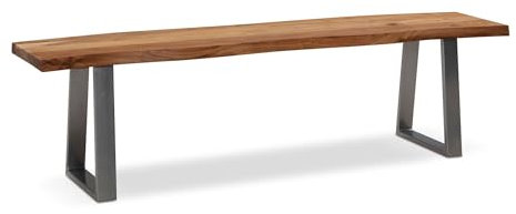 Wohnling Esszimmerbank 120x40x45,5 cm Akazie Massivholz/Metall mit Baumkante, Esstischbank Holzbank Massiv ohne Lehne, Küchenbank Chrom Essbank Modern, Sitzbank Esszimmer Klein