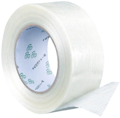 FOGARI Panzertape Gaffa Tape Transparent 75 mm x 50 m,Glasfaservestärkt Packband Transparent Filament Klebeband Fadenverstärkt Zum Umreifen, Fixieren und Reparieren