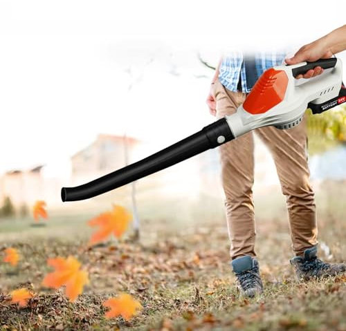 Cordless Leaf Blower 24V, Electric Leaf Blower with 2 Batteries & Charger, Lightweight Handheld Blower for Lawn Care, Patio, Garden, and Home Cleaning