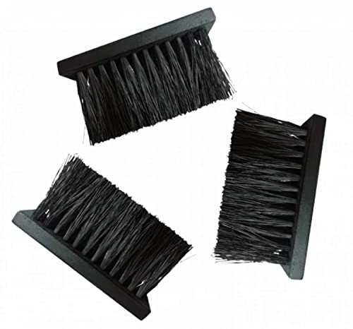 Paquete de 3 cepillos para chimenea, escoba de repuesto para empresas de chimenea, paquete de repuesto de cabezal de cepillo de repuesto oblongo, mango de madera, cabezal de cepillo de forma redonda,
