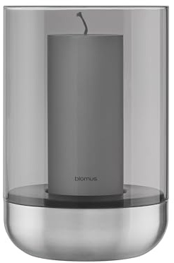 blomus Windlicht -Calma- | Kerzenhalter aus hochwertigem Stahl und Glas | Farbe Stainless Steel | Größe L | 15L x 15B x 22,5H cm | Indoor
