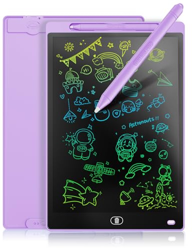 Genialba Tavoletta Grafica LCD Scrittura Colorato 10 Pollici, Lavagna da Disegno Cancellabile Portatile, Regalo Bambini, Tavoletta Grafica per Giochi Bambini 2 3 4 5 6 7 Anni Ragazze (Viola)