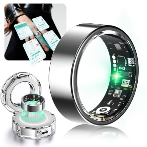 Lozltx Smart Ring 5.Generation【JZ5.0-Chip】【IP68 & Militärgeprüftes Titan-Design 】 Smartring Fitness Ring- 200 Modi für Android IOS Smartringe für-Silber #12