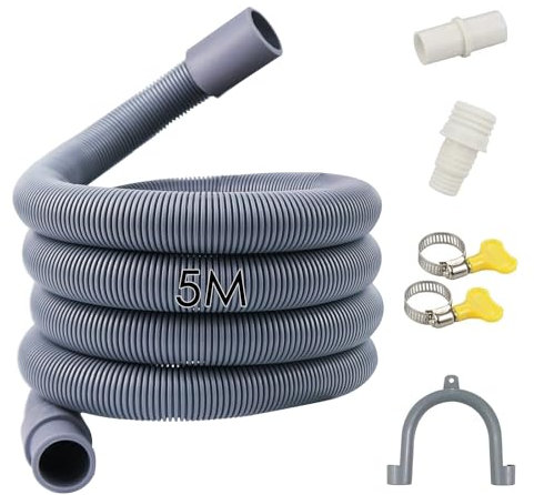 5 Meter Tuyau de Vidange Universel Kit Evacuation, pour Machine à laver,Lave-vaisselle,Seche Linge (5M)
