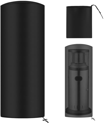 AOOWU Cubierta del Calentador a Prueba de Agua Patio, 210D Cubierta del Calentador de Gas De Tela Oxford con Cordón Ajustable, Resistente al Viento Cubierta del Calentador (42X42X96CM)