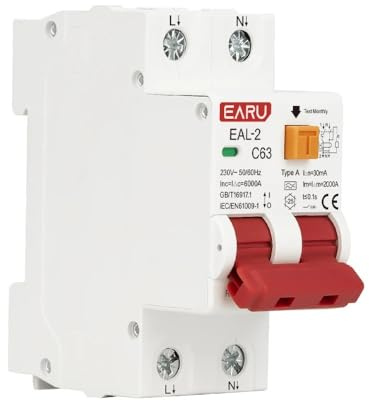Disjoncteur Disjoncteur différentiel électronique AC 2P 230 V 4P 400 V Type A RCBO RCCB MCB Protection Contre Les surintensités et Les fuites de 30 mA Disjoncteurs(2P 30mA,20A)