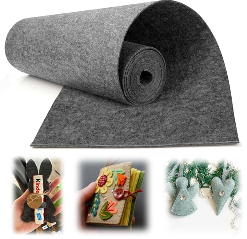 Mbsomnus Filt per meter 40 cm x 300 cm x 2 mm Filt grå polyester | Matta, skärmattor, hantverk, DIY, sömnad, broderi, skydd, katt, dekoration