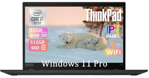 Lenovo ThinkPad T14s Gen 1 Ordinateur portable professionnel, 14, FHD (1920 x 1080), Intel Core i7-10610U, 32 Go de RAM, SSD 512 Go, clavier QWERTY américain, Windows 11 Pro (reconditionné)