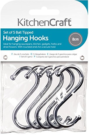 Kitchen Craft - Confezione di 5 Ganci cromati, 80 mm