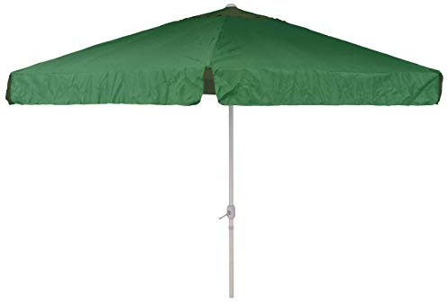 Nexos Sonnenschirm Mittelstabschirm Ø 3,80m grün 8 Rippen Kurbel Stand-Sonnenschirm Sonnenschutz Garten Camping Terrasse Gestänge aus Aluminium Stahl