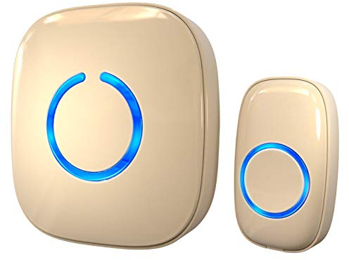 SadoTech Wireless Doorbells for Home, Apartments, Businesses, Classrooms, etc. - 1 Door Bell Ringer & 1 Plug-In Chime Receiver, Battery Operated, Easy-to-Use, Wireless Doorbell w/LED Flash, Beige