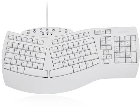 Perixx PERIBOARD-512 Ergonomische Tastatur - Geteiltes Tastenfeld - USB - Empfohlen bei Tennisarm -QWERTZ Deutsches Layout - Weiß