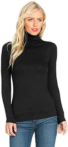 Candid Styles Womens Ladies Polo Roll Neck Long Sleeve Turtle Neck Plain Jumper Top 8 26, S/M 8-10, Black…