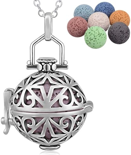 INFUSEU Aromatherapy Necklace for Women, Essential Oils Diffusers Anxiety Pendant Spiritual Lava Stone Jewelry Vegan Unusual Gifts Gadgets For Women Her