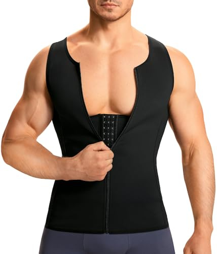Slim Body Shaper Men Compression Underwear Shirt Tight Vest Waist Training Tank Top Girdle (M, Black)