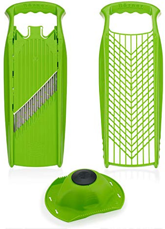 Börner Set de Ralladores (3 en 1) • Rallador Onda-Gofre + Rallador Universal + Protector de Dedos • Set de Cortadores de Verduras para Diferentes Tipos de Corte • Color: Verde
