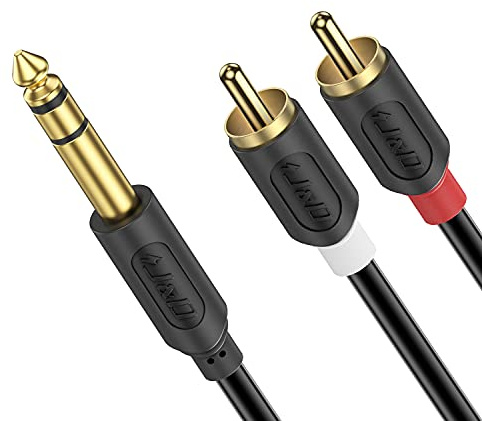 J&D Cavo da 1/4 TRS a 2 RCA, Placcato Oro, 6,35 mm Stereo Maschio a Doppio RCA Maschio, Adattatore Y per Ricevitore AV, Amplificatore, Altoparlante, Serie Audiowave, 2,7 Metri