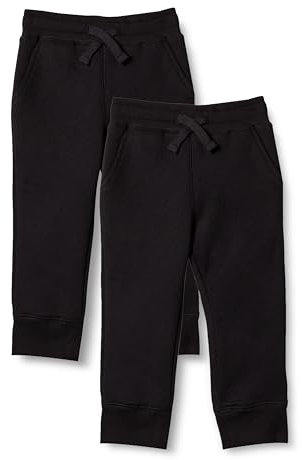 Amazon Essentials Jungen Fleece-Jogginghose, 2er-Pack, Schwarz, 11-12 Jahre