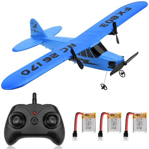 Makerfire RC Airplane FX-803 RTF RC Plane 2.4GHz 2CH Built-in 6-Axis Gyro EPP Remote Control Airplane Glider Easy to Fly for Beginner Adults Kids (Blue)