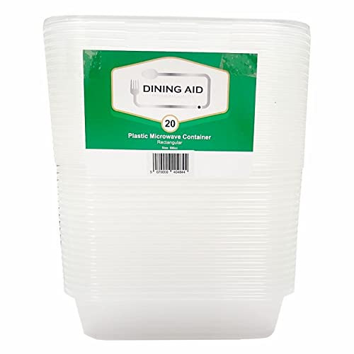DINING AID PREMIUM QUALITY AID Food Containers 20 Pack - 500ml Plastic Containers with Lids – Transparent and Durable – Dishwasher, Freezer and Microwave safe (Cont-20)