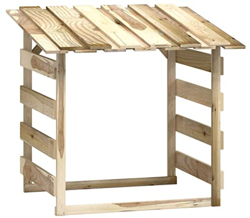vidaXL 4X Kiefernholz Imprägniert Pergola mit Dach Unterstand Überdachung Kaminholzregal Brennholzregal Feuerholzregal Garten 100x90x100cm