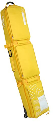 Multifunktions-Snowboardtasche, einzeln/doppelt gepolstert, mit Rollen, Skischuhe mit Mehreren Fächern und Skihelmtasche, Nass- und Trockentrennung, Gelbes Doppelbrett, 1