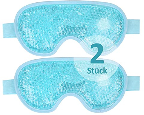 NEWGO Maschera rinfrescante per gli occhi riutilizzabili, con perle in gel per terapia fredda calda, occhi gonfi e stanchi, occhiaie, emicranie, dolori sinusali (blu)…