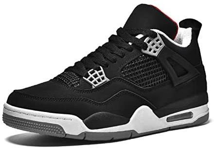 Marbury Air 4 Retro Trainers, for Men, Women, with Air Cushion, Skateboard Shoes, Running Shoes, Walking Shoes, Basketball Shoes, Sports Shoes, 2 Black / Red, 9.5 UK