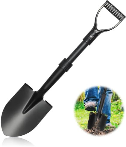 Schaufel, Gartenschaufel zum Graben, 71cm, Gartenschaufel, strapazierfähig, mit D-Griff, Spaten Schaufel für Camping, Einfassung, Strandsand, Metall-Gartenschaufel mit Fiberglas-Schaft, Schwarz