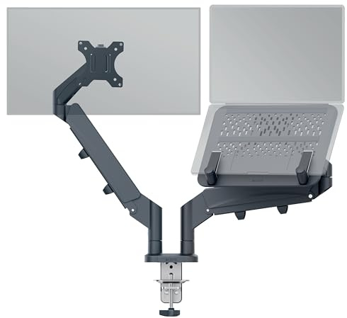 Leitz - Ergo Monitor arm space-saving dual with laptop arm - Dark grey