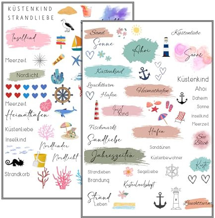 MilaBoo® Kerzentattoos Küstenliebe I DIY Aufkleber für besondere Anlässe, einfache Anwendung, vielseitig einsetzbar (Küstenliebe)