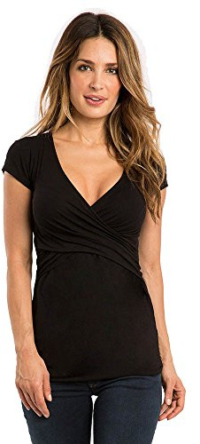 DaPongZhi Maglietta Allattamento Premaman Scollo a v Maglia Manica Corta Abiti Premaman Donna T-Shirt Camicia di maternità Gravidanza Camicetta Donna Elegante Regali per la Moglie