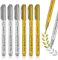 Rotuladores Acrílicos Metálicos Oro Plata, 6 Boligrafo Dorado Plateado Rotuladore Permanente Oro Plata Brillante Metalizado para Pintar Cuero Lienzo Tela Metal Madera Papel Album
