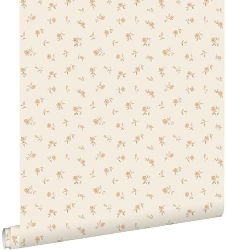 ESTAhome tapet vintage blommor sandfärgat 53 cm x 10.05 m