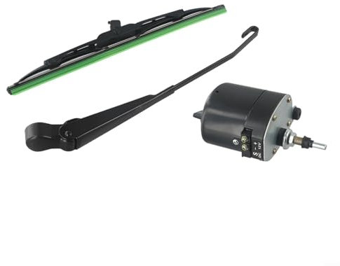 Oniissy Motor de limpiaparabrisas de 12 V con escobilla para barco de pesca, caravana, para casi todos los brazos de limpiaparabrisas de tractor, para tractores, caravanas de pesca, ATV-UTV (motor +