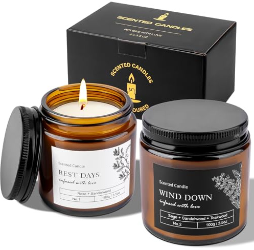 Scented Candles Gift for Women Men, Sleep Candles Gift for Anxiety Relief & Promotes Sleep, Natural Soy Wax Aromatherapy Candle, Ideal Gifts for Birthday, Anniversary Bath Relaxation