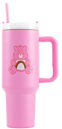 Pyramid International Care Bears (Cheer Bear) 40oz/1200ML Tumbler with Straw and Lid, Advanced Double-Wall Vacuum Insulation, Keeps Cold Drinks Up to 11 Hours, Hot Drinks for Up to 7 Hours, BPA-Free