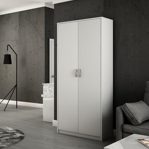 Home Collective Schrank Mehrzweckschrank Aktenschrank Hochschrank mit 5 Fächern, 2 Türen, 74x35x180 cm, vielseitig einsetzbar für Büro, Flur, Küche, Hauswirtschaftsraum, stabil & pflegeleicht | weiß