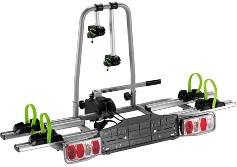 Wiltec Towbar Bike Rack for 2 Bicycles max. 60 kg Foldable Design, Car Bike Carrier, Tow Hitch Mounting, License Plate Holder, Anti-Theft Protection, Tiltable for Easy Access