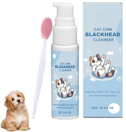 Kit de Cuidado del Acné para la Barbilla de Gato,30ml Loción Limpiadora para el Acné de Gato,Cepillo de Limpieza para el Acné,Elimina Suavemente los Puntos Negros
