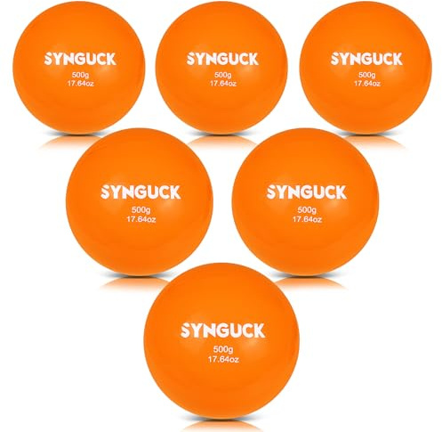 SYNGUCK Juego de 6 bolas pliométricas con peso (500 g) para entrenamiento de béisbol y sóftbol, mejora la potencia, lanzamiento, golpeo, perfecto para yoga, fitness, pliometría, todos los niveles de